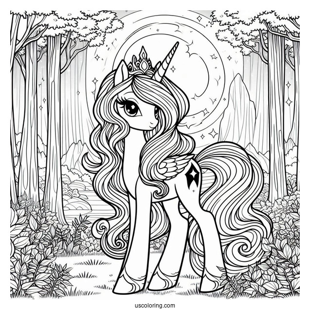 Princess Luna Coloring Page Standing In A Forest