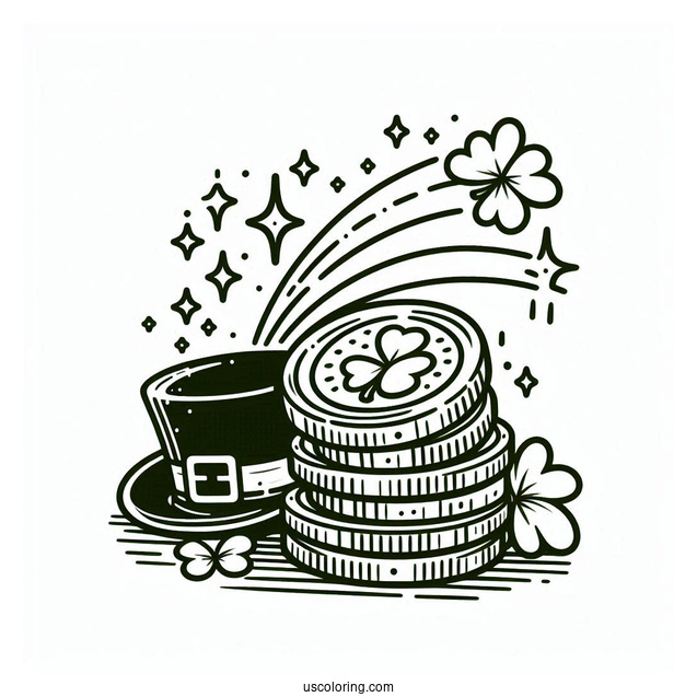 Lucky St Patrick_s Day Golden Coins To Color
