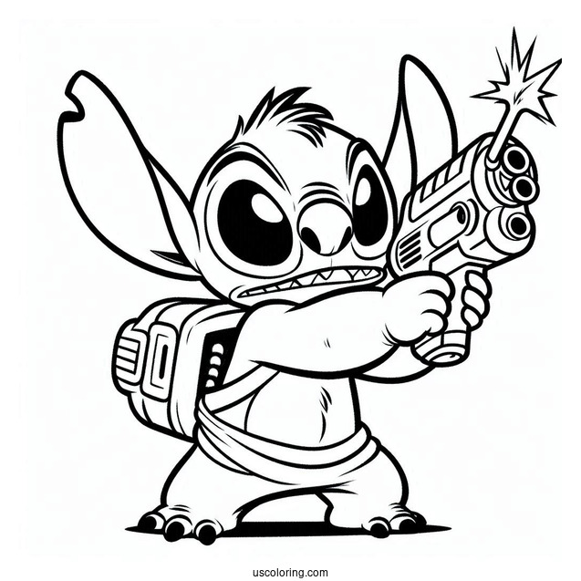 Lilo & Stitch Coloring Page Of Angry Leroy Holding Plasma Blaster