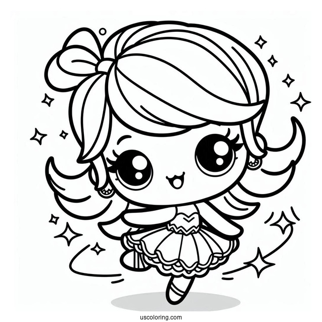 Kawaii Polly Pocket Coloring Page Dancing