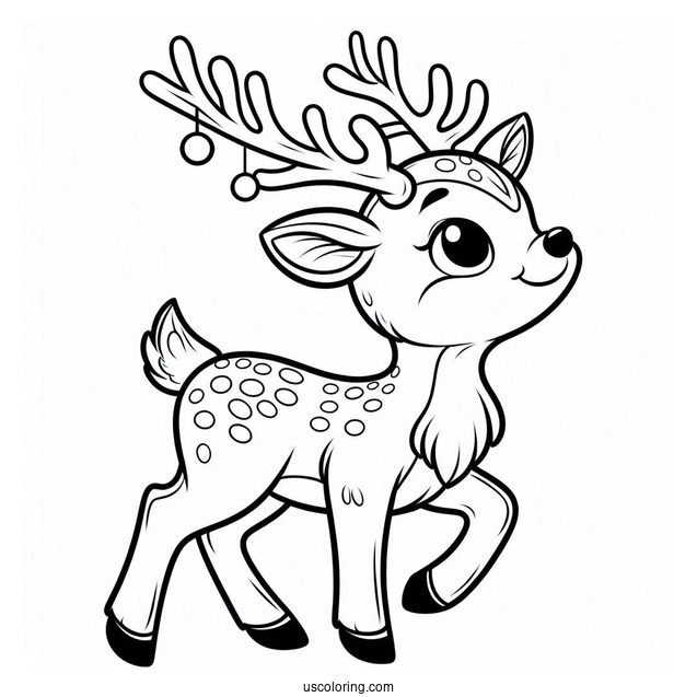 Cartoon Themed Reindeer To Color
