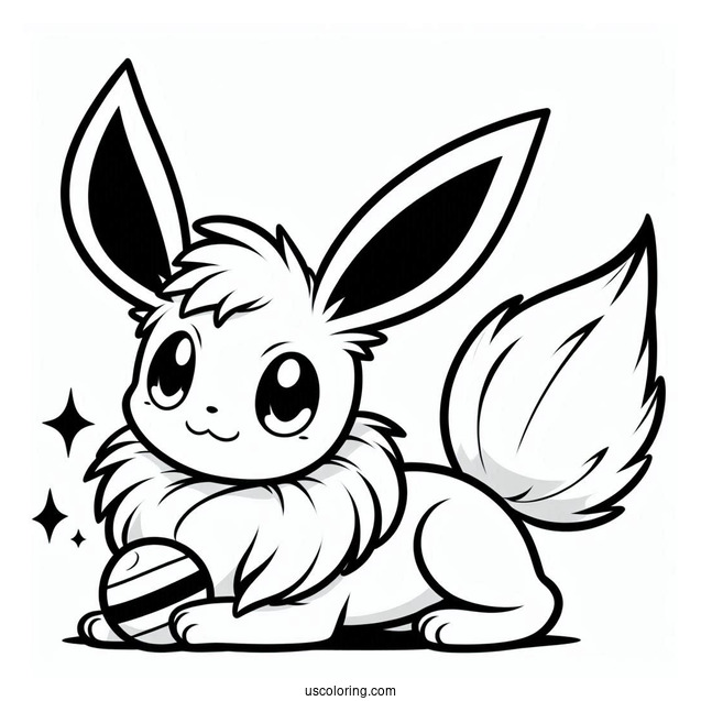 Sylveon Coloring Page Of Eevee Playing For Kids