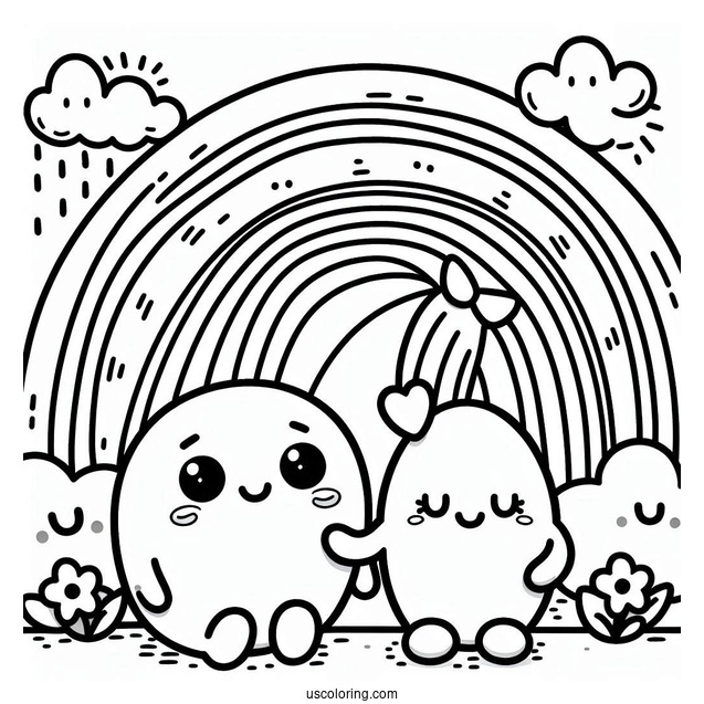 Easy Orange Rainbow Friends Coloring Page For Preschoolers