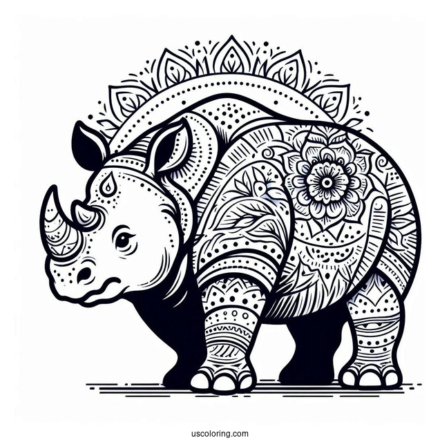 Indian Rhino Coloring Page