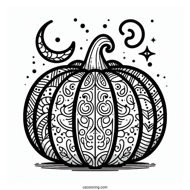 Easy Pumpkin Coloring Page And Template For Kids