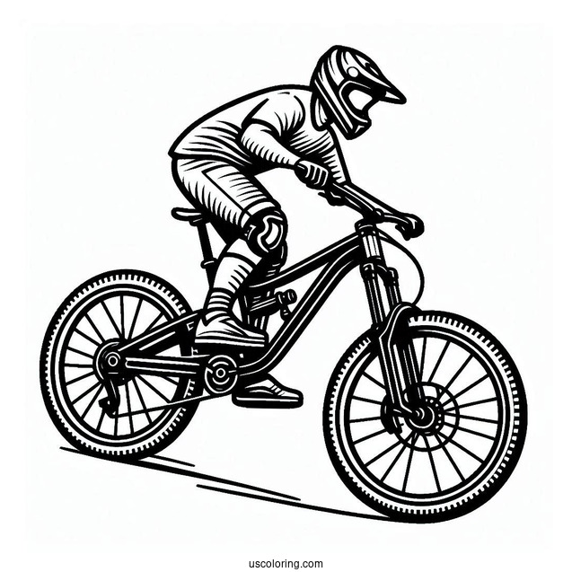 Young Talent Downhill Tues Mountain Bicycle Coloring Page
