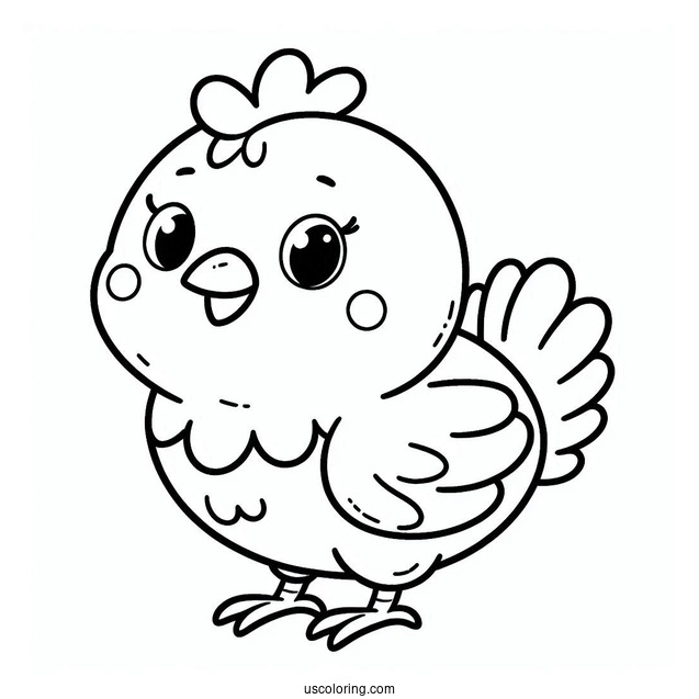 Simple Outline Of a Chicken To Color