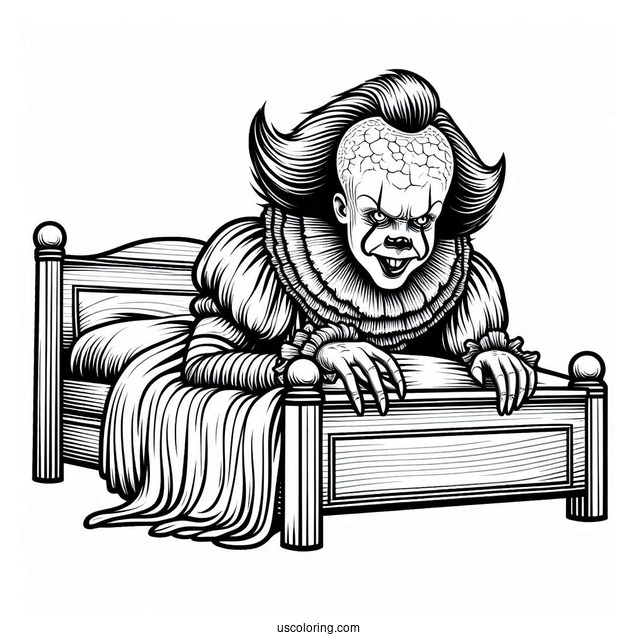 Pennywise Crawling Out A Bed Coloring Page
