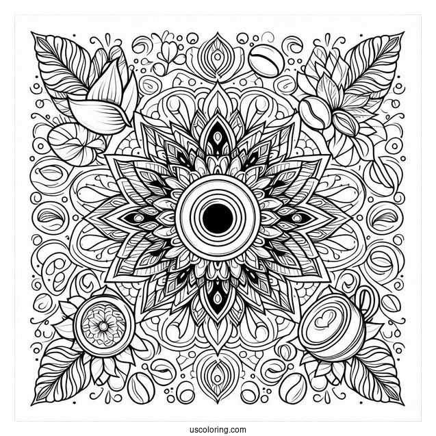 Easy Coffee Coloring Pages Of Mandala