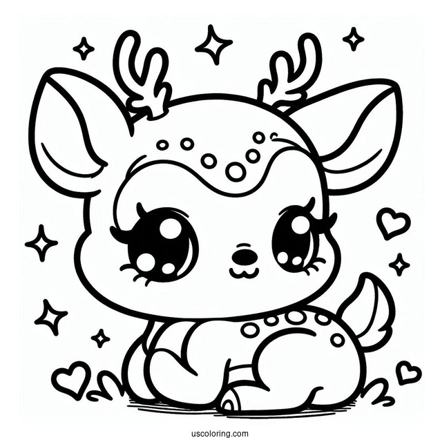Kawaii Baby Bambi Coloring In