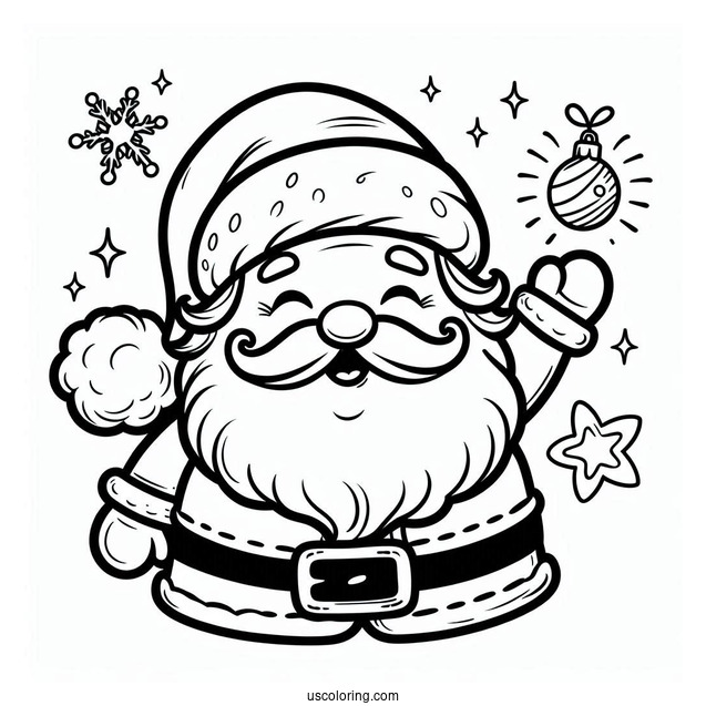 Easy Outline Of Jolly Santa To Color