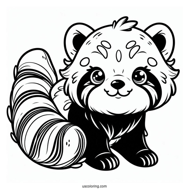 Cute Red Panda To Color