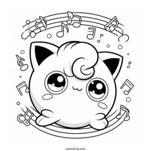Jigglypuff With Music Notes To Color