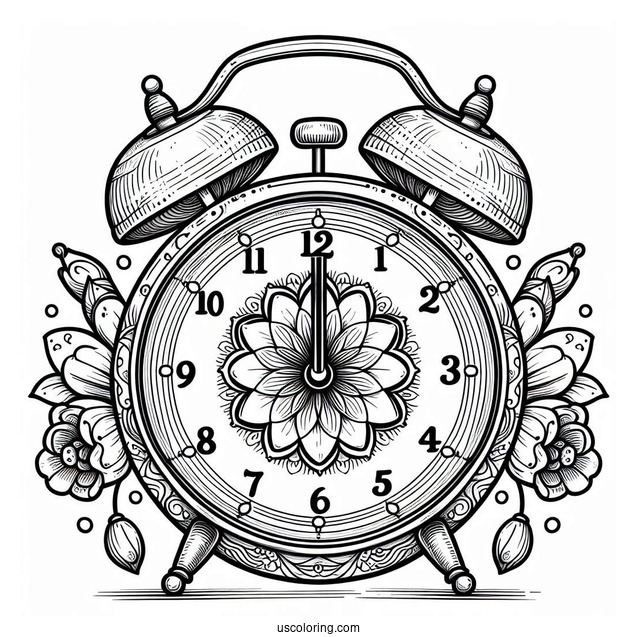 Alarm Clock With Bells Coloring Page