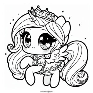 Kawaii Chibi Rarity Coloring Page For Preschoolers