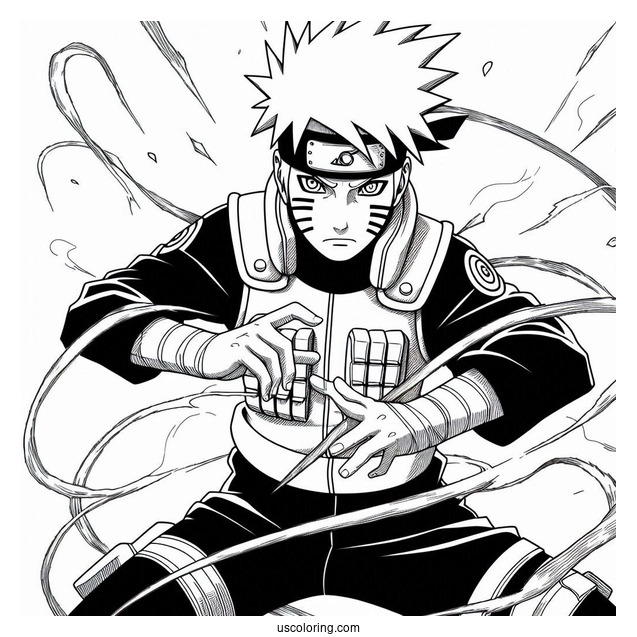 Hatake Kakashi Coloring Page Using Chidori In Battle