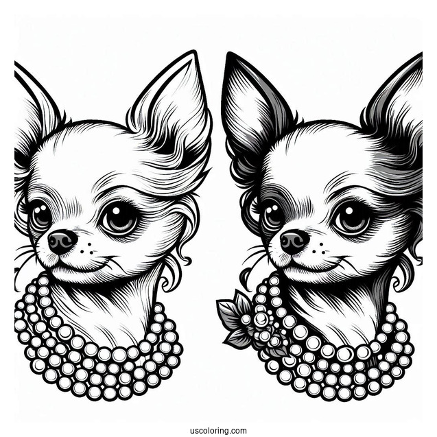 Short Hair Chihuahua Coloring Page Wearing Pearls