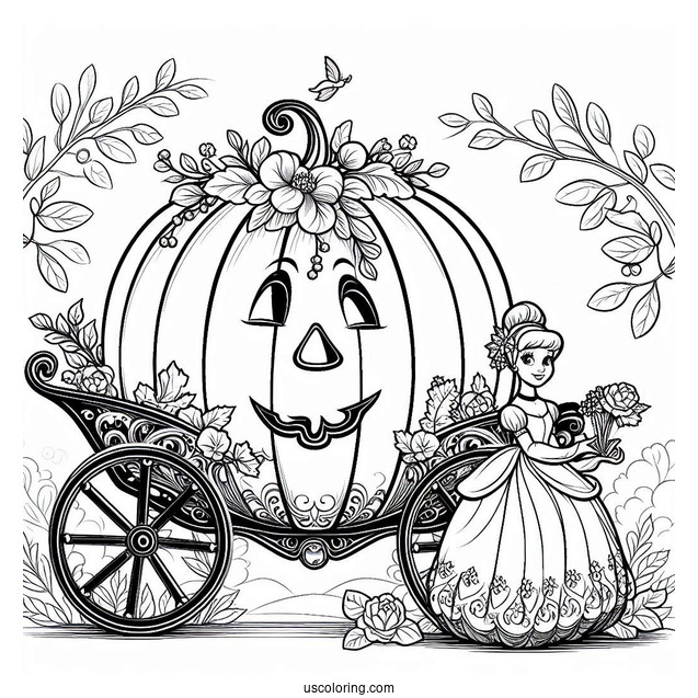 Cinderella Pumpkin Coach Coloring Sheet