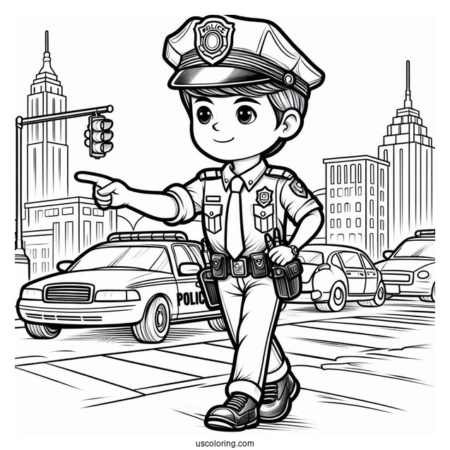 Police Man Patrolling The Streets