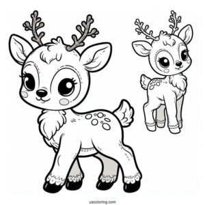 Cute Baby Reindeer To Color For Kids