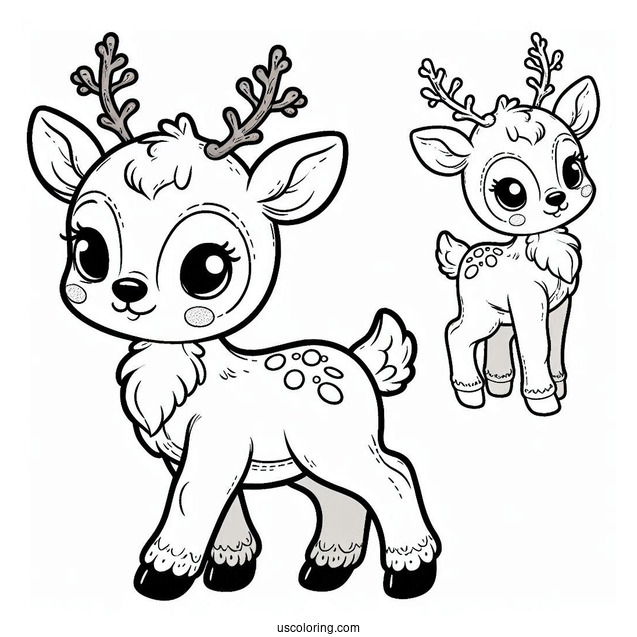Cute Baby Reindeer To Color For Kids