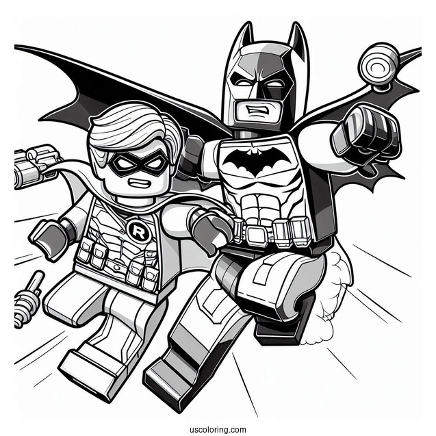 Lego Batman And Robin Fighting Crime Coloring