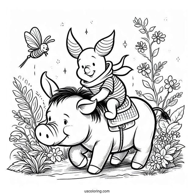 Piglet Coloring Page And Winnie The Pooh Riding On Eeyore