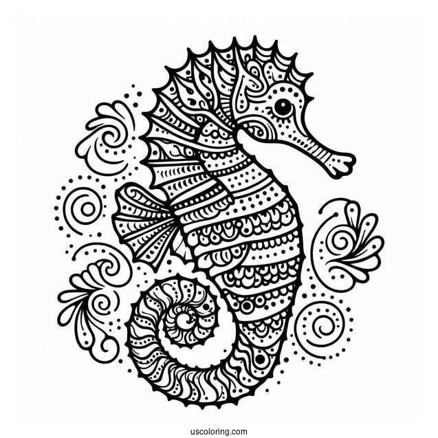 Seahorse Mandala Coloring Page For Adults