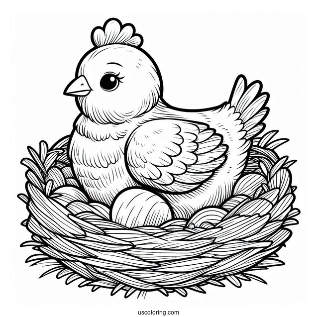 Adorable Chicken Sitting On Nest