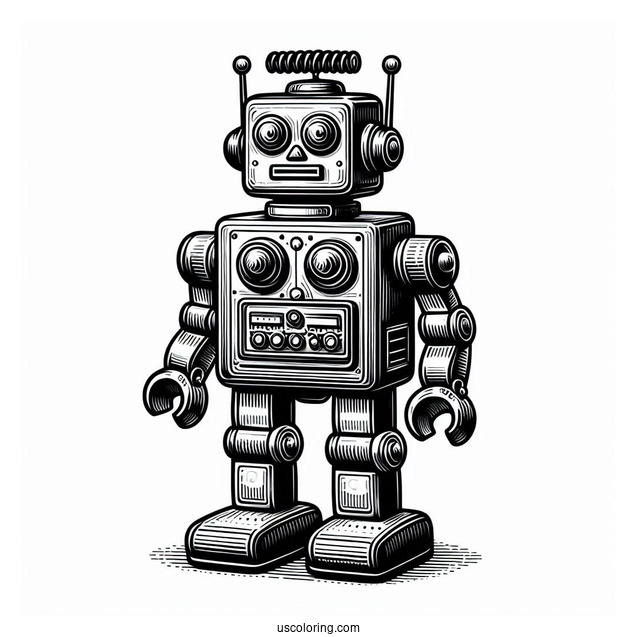 Realistic Retro Toy Robot