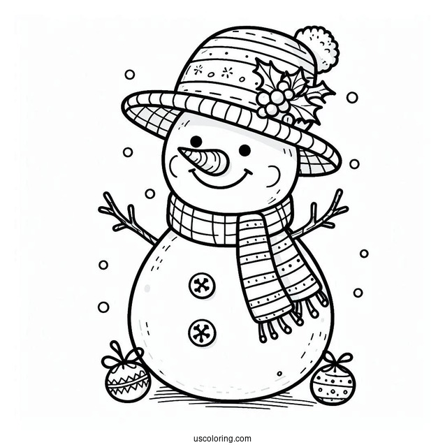 Merry Christmas Snowman Coloring Sheet For Kids