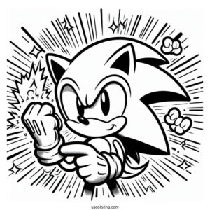 Super Sonic Coloring Page Power Up With Special Gloves
