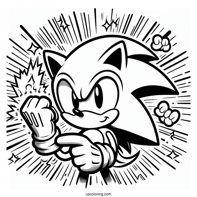 Super Sonic Coloring Page Power Up With Special Gloves