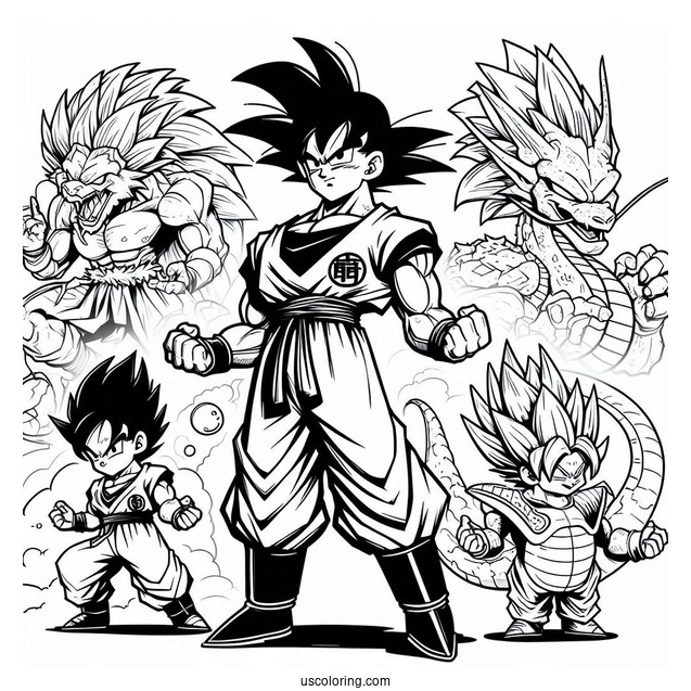 Popular Dragon Ball Z Characters To Color With Logo