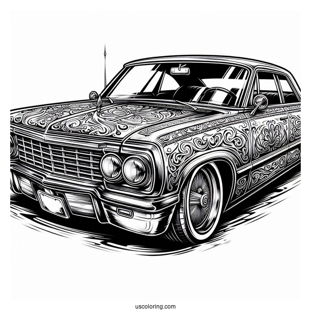 Detailed Worm s Eye View Of Lowrider Coloring Page