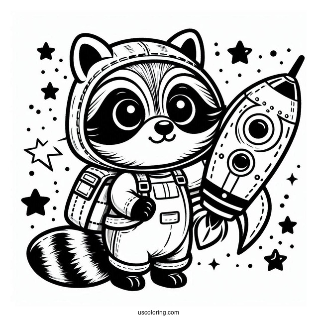 Rocket Raccoon Coloring Page Holding A Normal Racoon For Kids