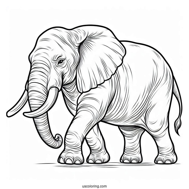 Big Elephant With Tusks Walking