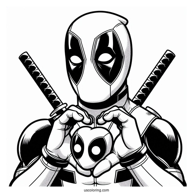 Deadpool Making Love Heart Shape To Color