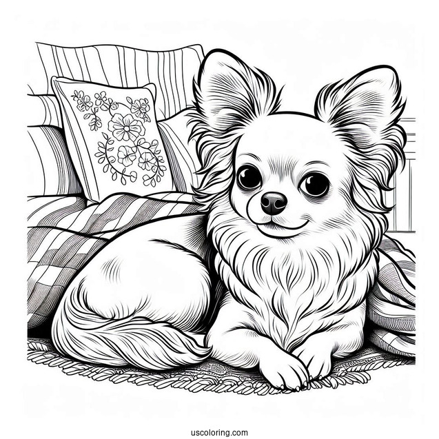 Chihuahua Coloring Page Resting Indoors