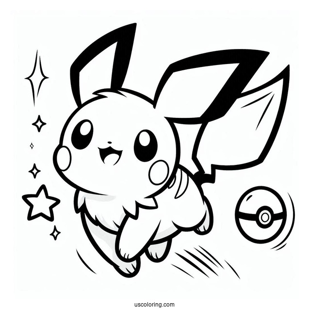 Simple Pichu Coloring Page Riding Eevee
