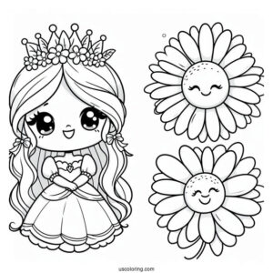 Cute Princess Daisy Coloring Page Smiling For Preschoolers