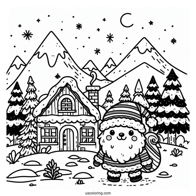 Cartoon North Pole Coloring Page Sign For Kids