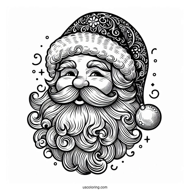 Vintage Themed Santa Face Coloring Sheet