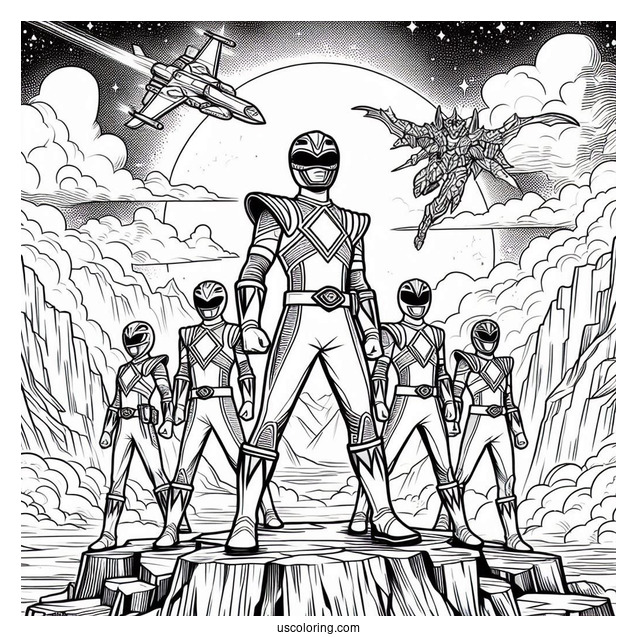 Power Rangers Super Megaforce Standing On Cliff