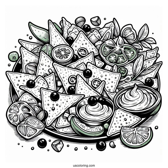 Coloring Page Of Mexican Nachos