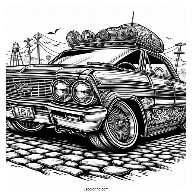 Detailed Worm s Eye View Of Lowrider Coloring Page