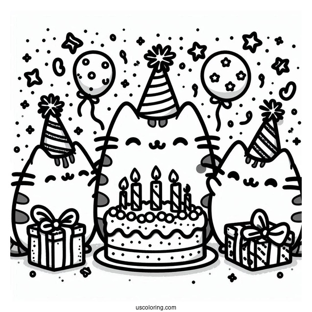 Pusheen Having a Party On NYE