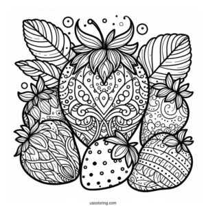 Delicious Strawberry Coloring Page Mandala