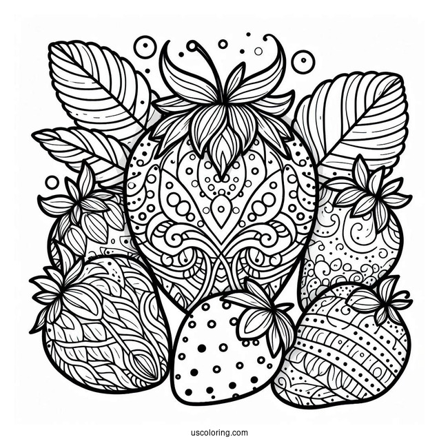 Delicious Strawberry Coloring Page Mandala