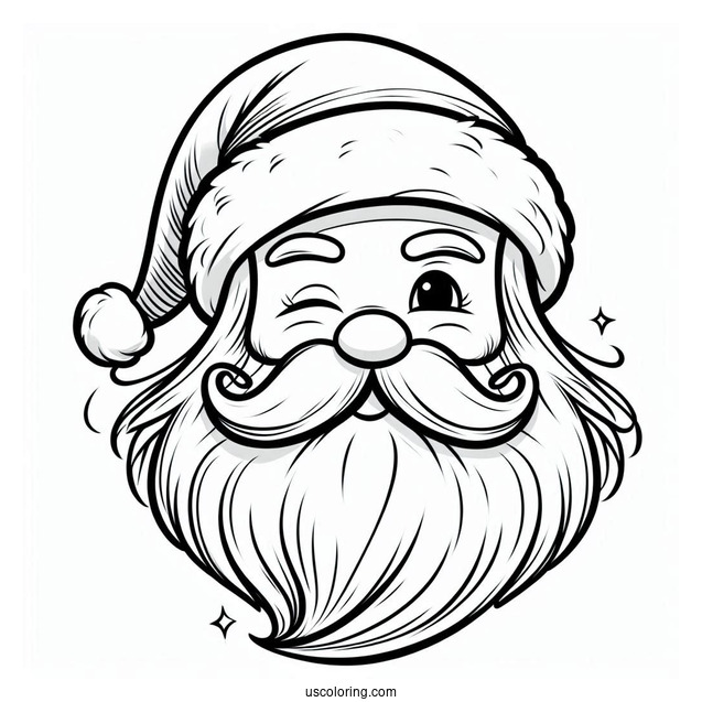 Winking Santa Face Coloring Sheet
